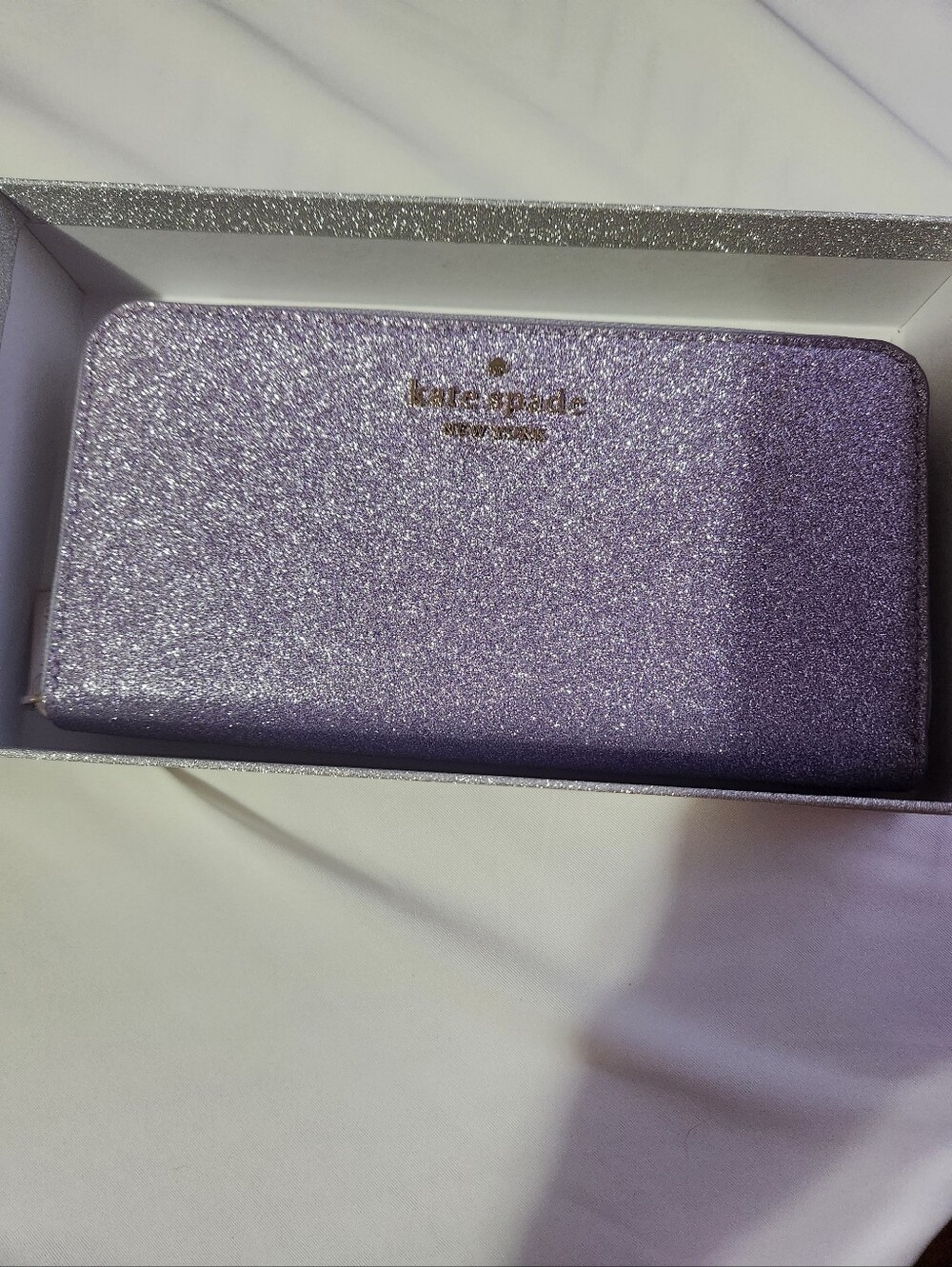 kate spade Lilac Glitter Zip-Around Wallet